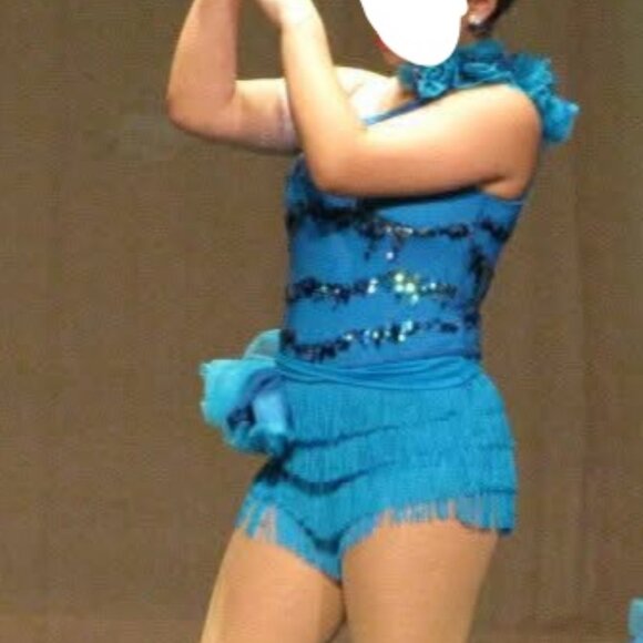 Weissman Blue Sequined Fringe Tap Jazz Dance Costume XLC - Picture 1 of 8